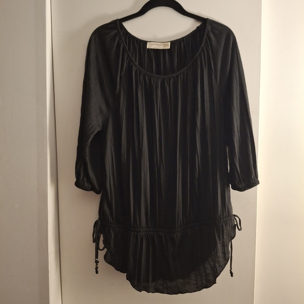 Faded Glory Women's Black Blouse with Drawstring Hem